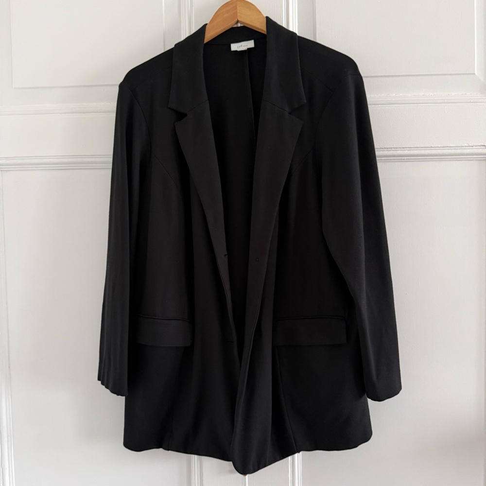 J. Jill Ponte Knit Black Blazer 2X Stretch Travel Workwear Tunic LengthJacket